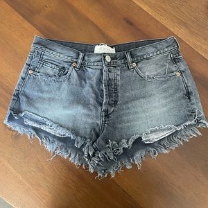 Free People Grey Frayed Short Shorts